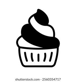 Cute cupcake icon for desserts and bakery themes