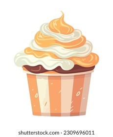 Cute cupcake icon with whipped cream isolated