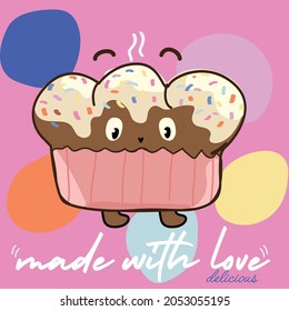 cute cupcake illustration vector design kid birthday cake print girl vector graphic