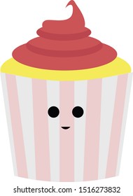 Cute cupcake, illustration, vector on white background.