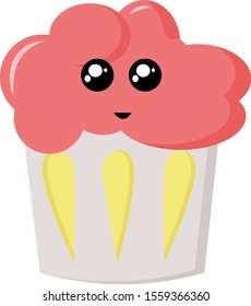 Cute cupcake, illustration, vector on white background.