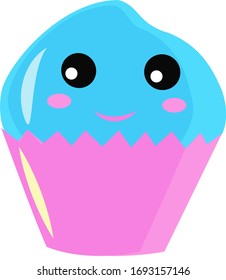 Bonito cupcake, ilustração, vetor sobre fundo branco