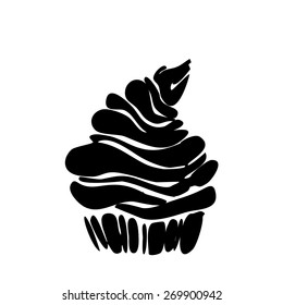 Cute cupcake isolated on White background. Vector illustration