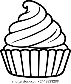 Cute Cupcake Line Art Illustration