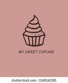 Cute cupcake logo. Food logo minmalistic vector art. Modern logo design for your business. EPS 10 editable vector illustration