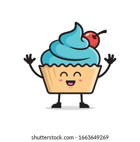 Cute cupcake mascot character design