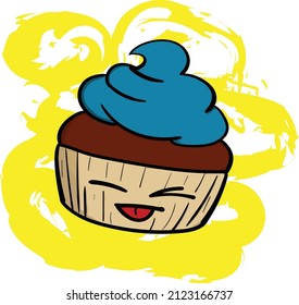 diseño de ilustración vectorial de la mascota de cupcake lindo