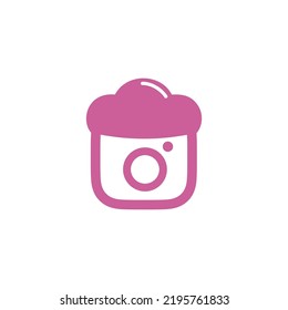 Cute Cupcake Object Logo Vector Pink Cake Instagram Social Media