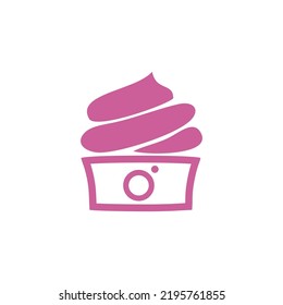 Cute Cupcake Object Logo Vector Pink Cake Instagram Social Media