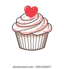 Cute cupcake with red heart