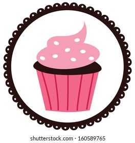 Cute Cupcake With Scalloped Border