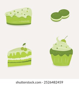 cute cupcake sweets illustration set