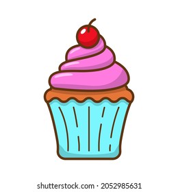 Ilustración vectorial de cupcake cutáneo aislada en fondo blanco