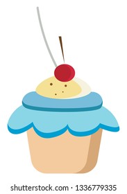 Cute cupcake vector illustration on white background