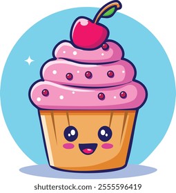 Cute Cupcake Vector Illustration – Sweet Dessert