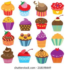 cute cupcakes clip art set