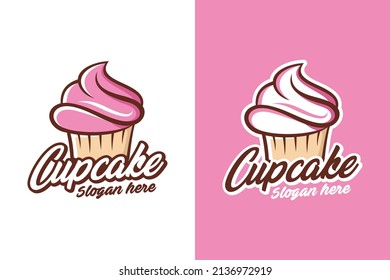 Cute cupcakes design template icon or logo