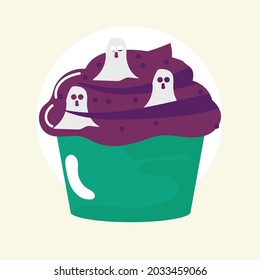 Cute cupcakes halloween concept design. vector illustration