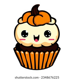 cute cupcakes kawaii festive halloween vector illustration