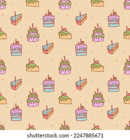 Cute cupcakes and muffins seamless pattern. Flat vector illustration