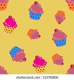 bonito cupcakes fundo sem costura. Formato de vetor Eps10.