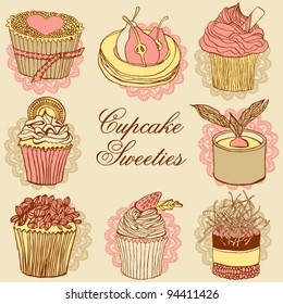 Cute cupcakes set