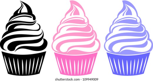 Cute cupcakes set isolated on White background. Vector illustration