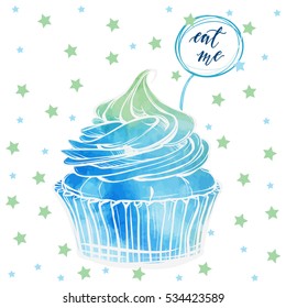 Cute cupcakes,Desserts,vector illustration, handmade,card for you