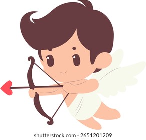 Cupido bonito Aims Seta do Coração Valentim, ângulo de namoro