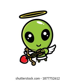 cute cupid aliens are archery with love