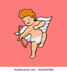 cute cupid angel with arrow vector