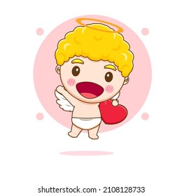 Cute Cupid angel cartoon character. Valentine's day design concept.