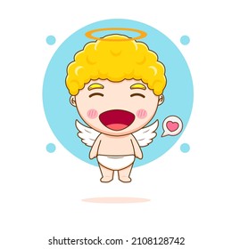 Cute Cupid angel cartoon character. Valentine's day design concept.