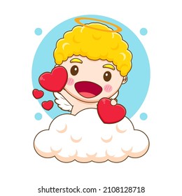 Cute Cupid angel sharing love cartoon character. Valentine's day design concept.