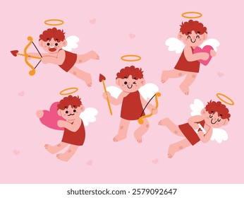 Cute Cupid Angels Set Character Mascot