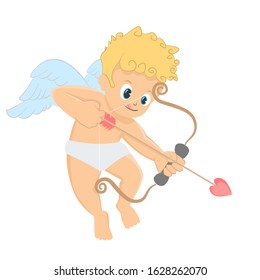 cute cupid archery heart arrow flat design isolate background