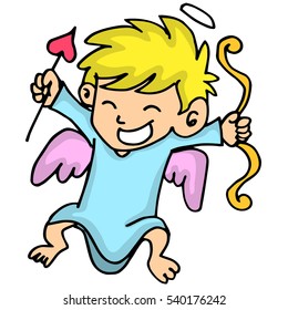 Cute cupid with arrow cartoon