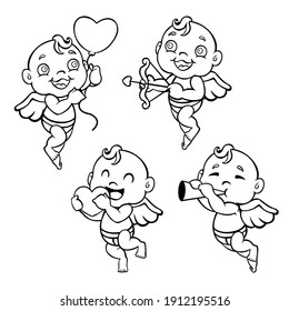 cute cupid baby illustration designs for Valentine's day design needs, by bringing love arrows to give love to you.