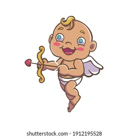 cute cupid baby illustration designs for Valentine's day design needs, by bringing love arrows to give love to you.