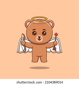 Cute cupid bear with bow and arrow