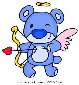 Cute cupid bear cartoon vector