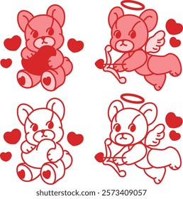 Cute Cupid bear Illustration: Adorable Winged teddy bear with Bow and Arrow for Valentine's Day and Romantic Designs