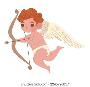 cupido lindo con el arco sobre blanco