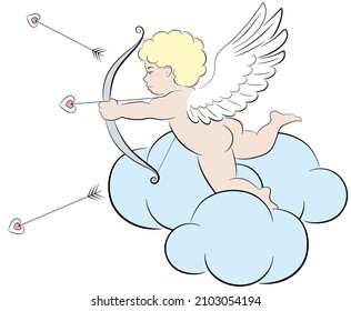 Cute cupid with bow. Vector illustration