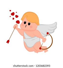 Cute cupid boy icon with bow and arrows. Valentine day. Vector illustration design