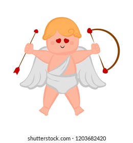 Cute cupid boy icon with bow and arrows. Valentine day. Vector illustration design