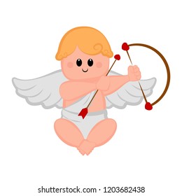 Cute cupid boy icon with bow and arrows. Valentine day. Vector illustration design