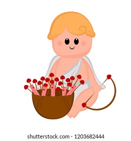 Cute cupid boy icon with bow and arrows. Valentine day. Vector illustration design