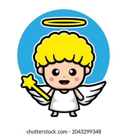 Cute cupid Cartoon Vector Icon Illustration.