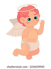 cute cupid character icon isolated